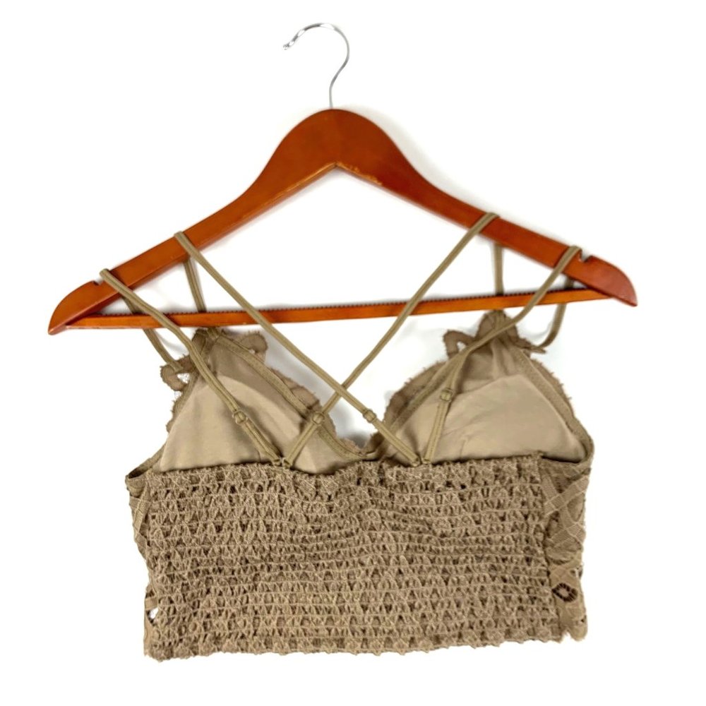 Anemone Crochet Lace Golden Brown PLUS Bralette with adjustable Spaghetti Straps - Picture 3 of 7